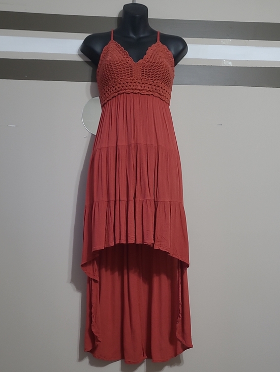 Streetwear Society Dresses & Skirts - Streetwear Society Rust Crochet-Bodice High-Low Rayon,/Cotton Maxi Dress Sz SM